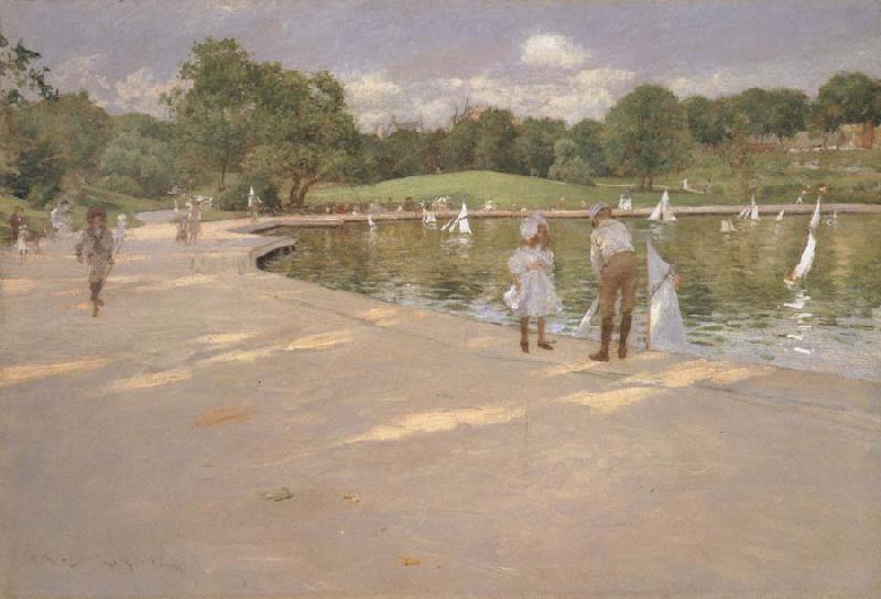William Merritt Chase Lilliputian Boat Lake France oil painting art